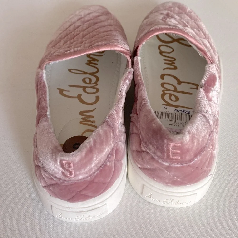 NEW Sam Edelman Ezzie velvet quilted sneakers, pink/blush, Size 8, NWOT‎